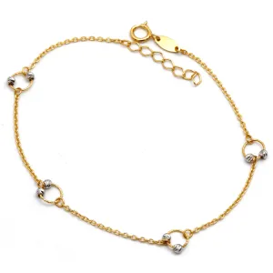Real Gold 2 Color Ball Ring Adjustable Size Anklet 3130 A1332