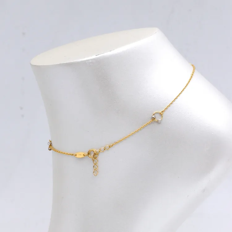 Real Gold 2 Color Ball Ring Adjustable Size Anklet 3130 A1332