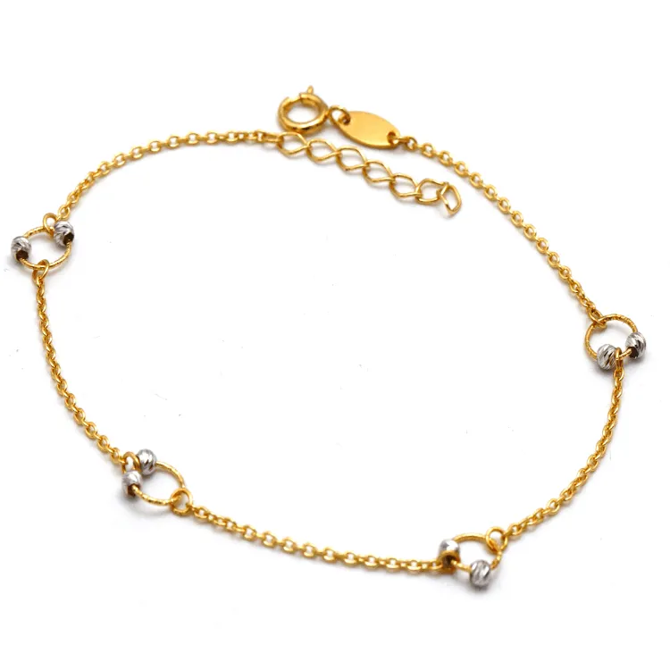 Real Gold 2 Color Ball Ring Adjustable Size Anklet 3130 A1332