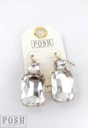 Rectangle gold rhinestone earrings | Stuffology Boutique