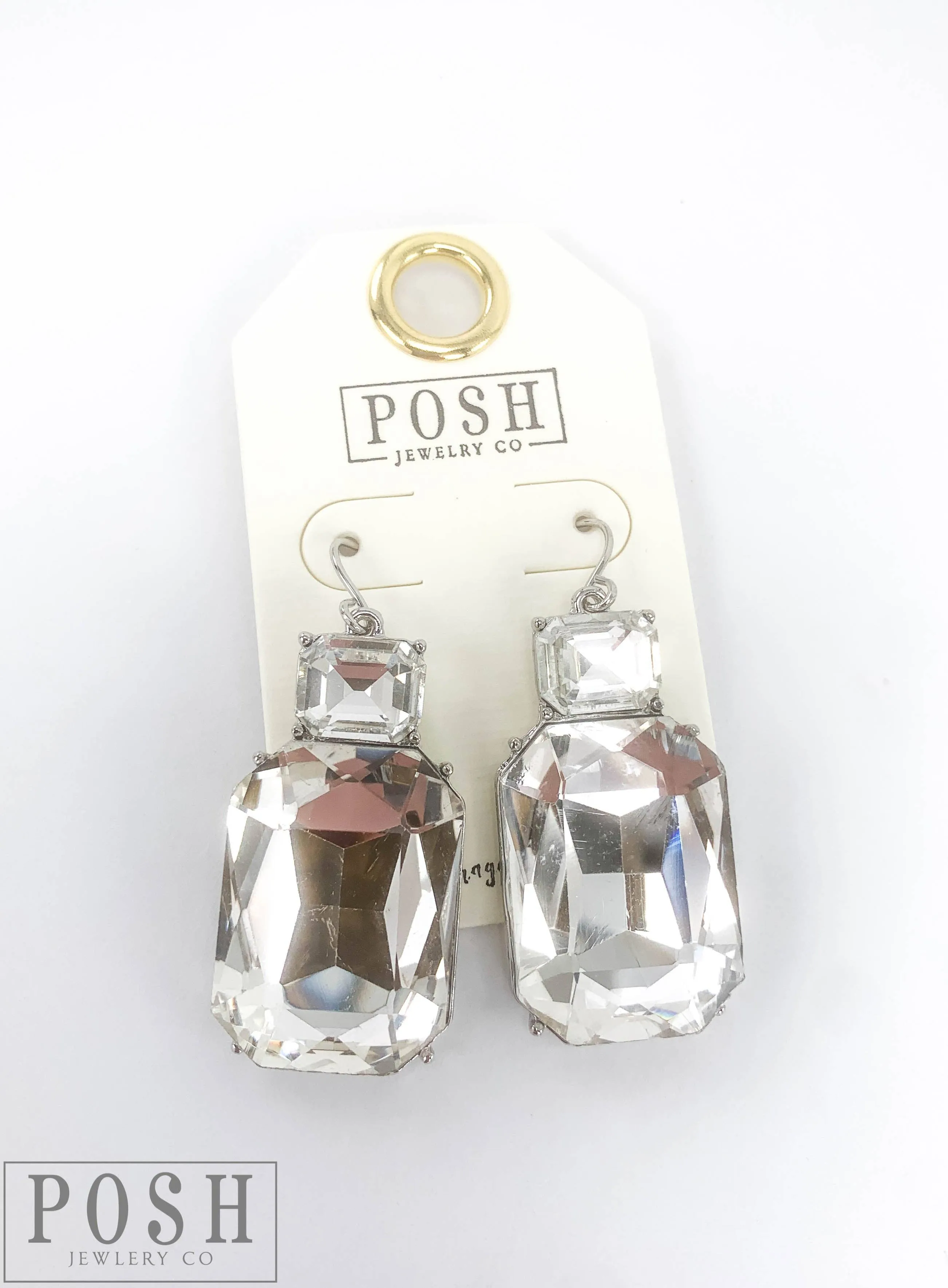 Rectangle gold rhinestone earrings | Stuffology Boutique
