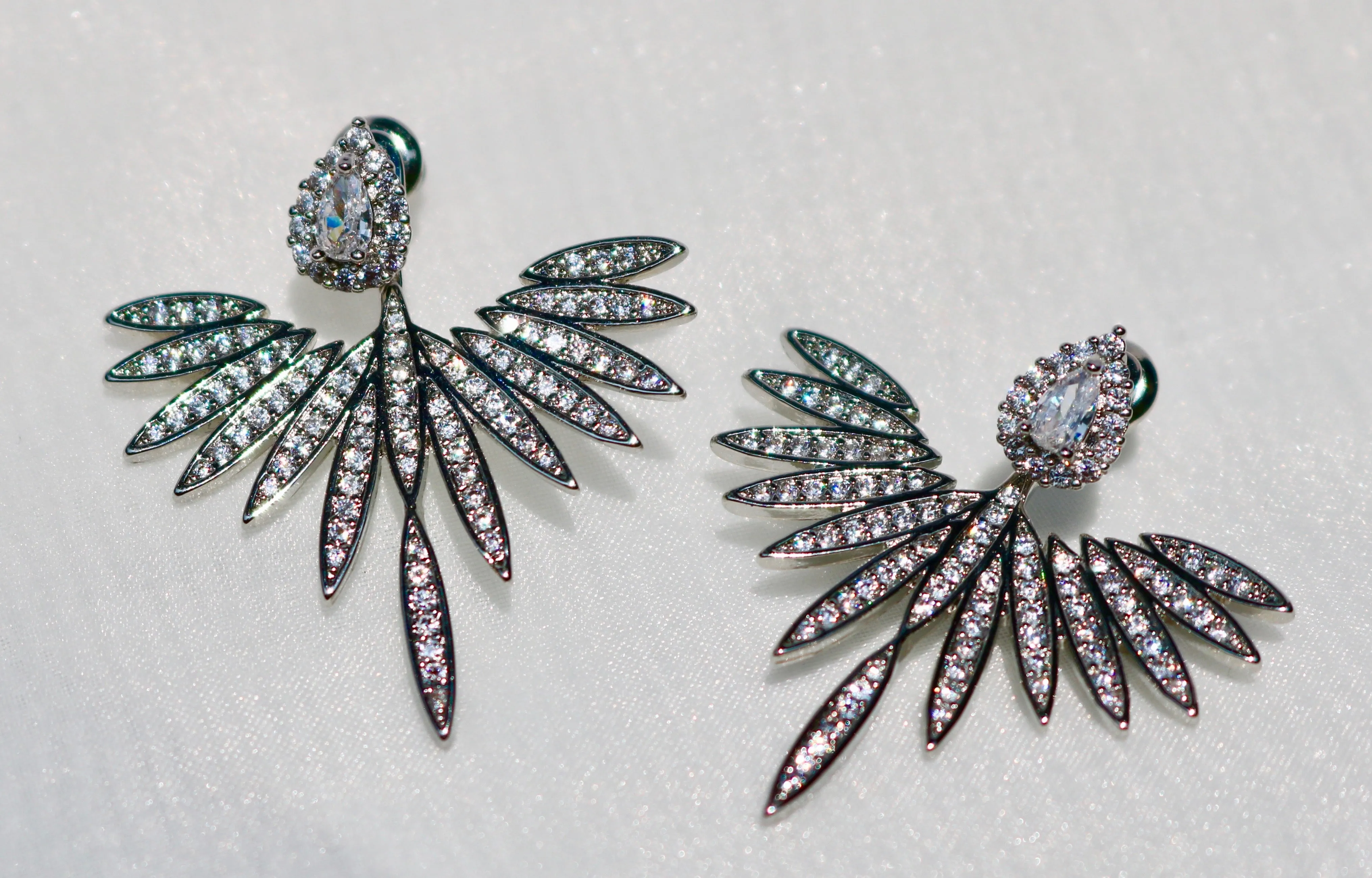 Rhinestone Feather Earrings