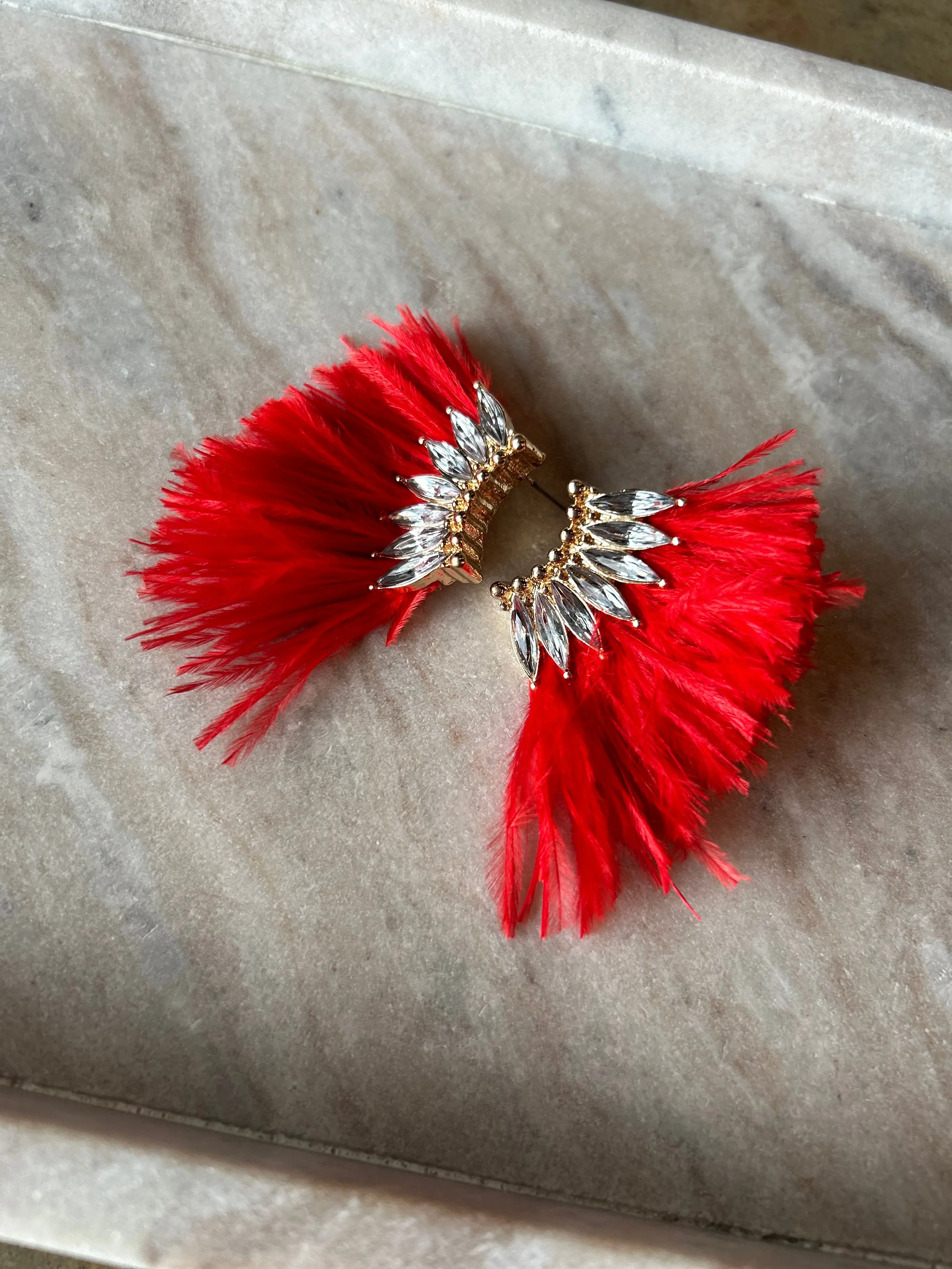 Rhinestone Feather Earrings