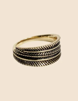 Ring Leaf  Antique Gold Finish