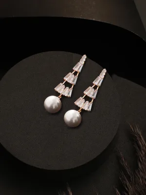 Rose Gold Plated Contemporary Drop Earrings