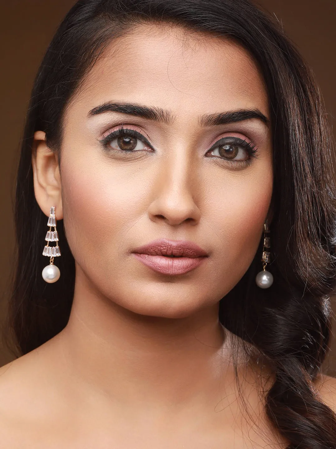 Rose Gold Plated Contemporary Drop Earrings
