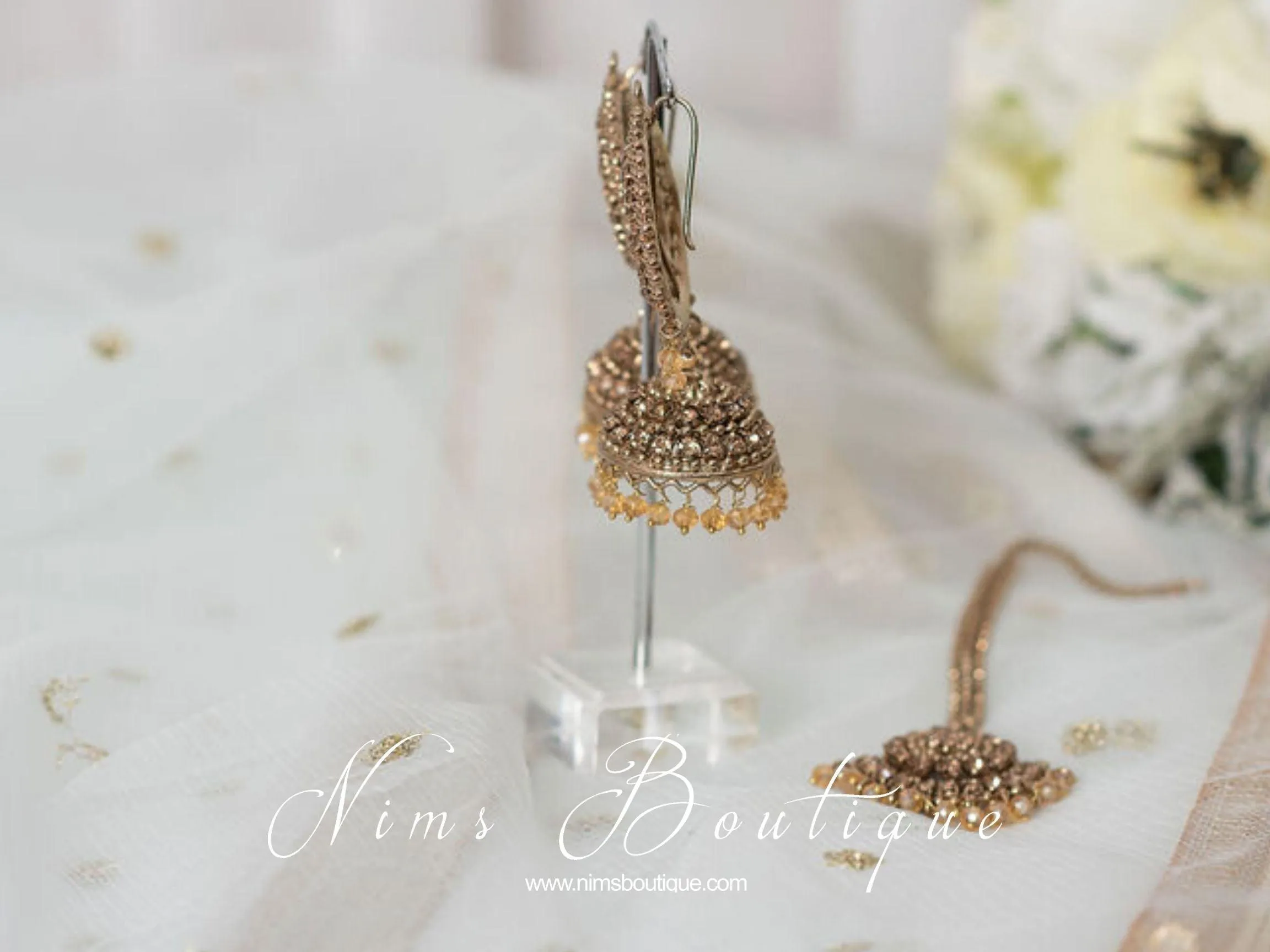 Royal Antique Gold & Gold Stone Tikka Set