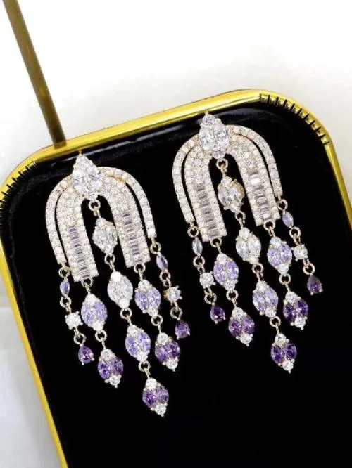 Royal French Arc Sparkling Earrings