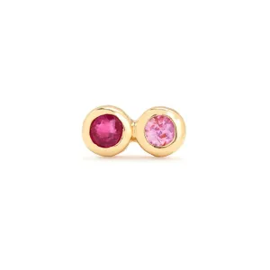Ruby, Pink Sapphire   10k Gold Infinity Stud Earring