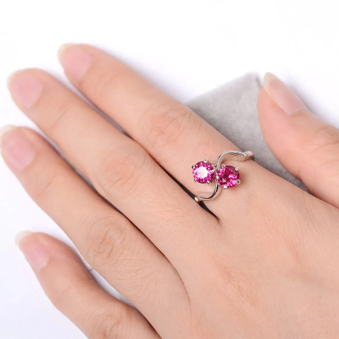 Ruby Round Cut 925 Sterling Silver RIng