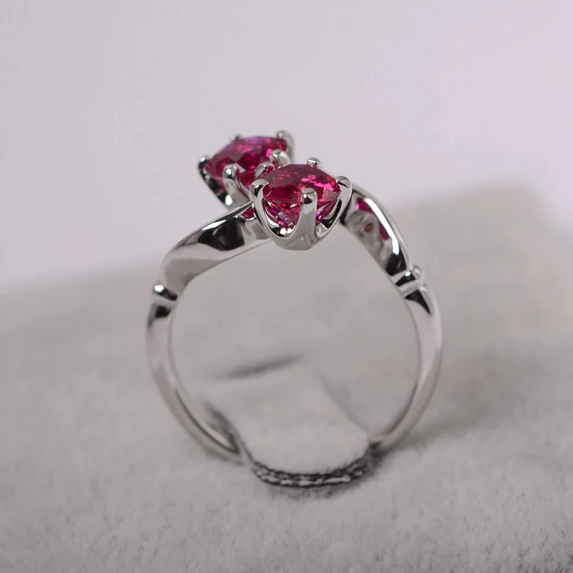Ruby Round Cut 925 Sterling Silver RIng