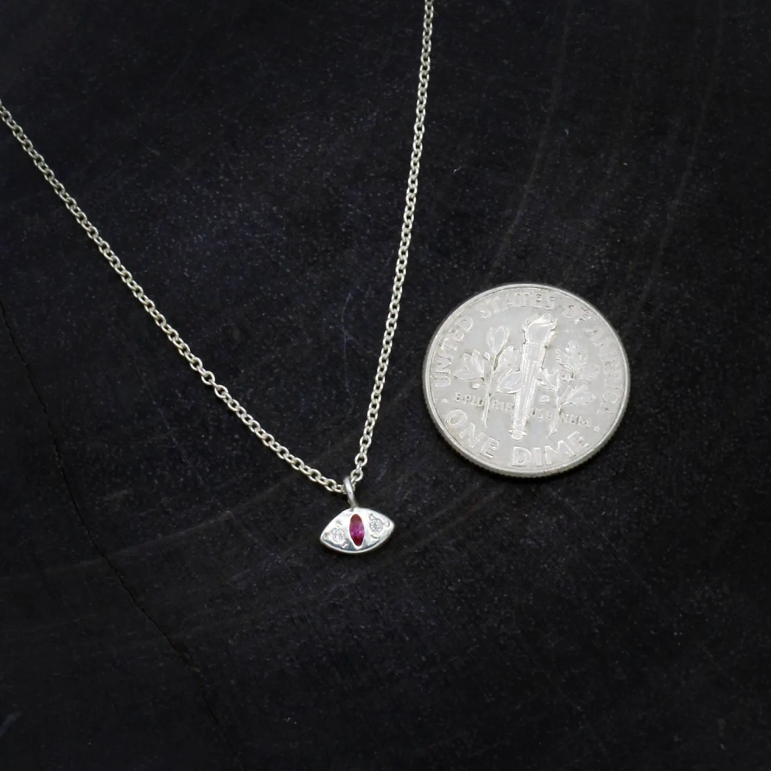 Ruby   Sterling Silver Cat Eye Pendant Necklace