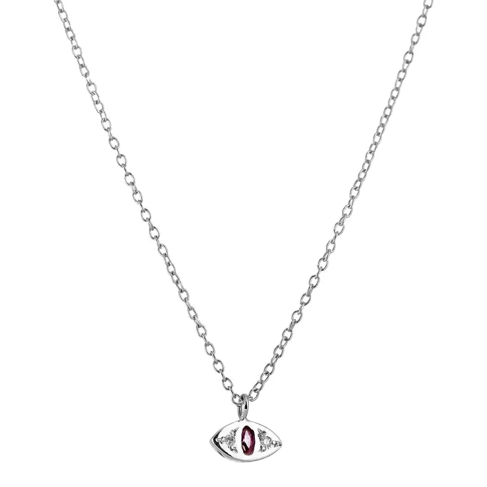 Ruby   Sterling Silver Cat Eye Pendant Necklace
