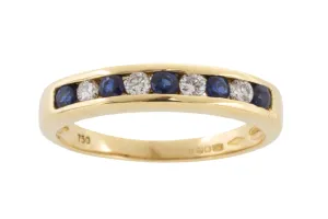 Sapphire and diamond band in 18 carat gold