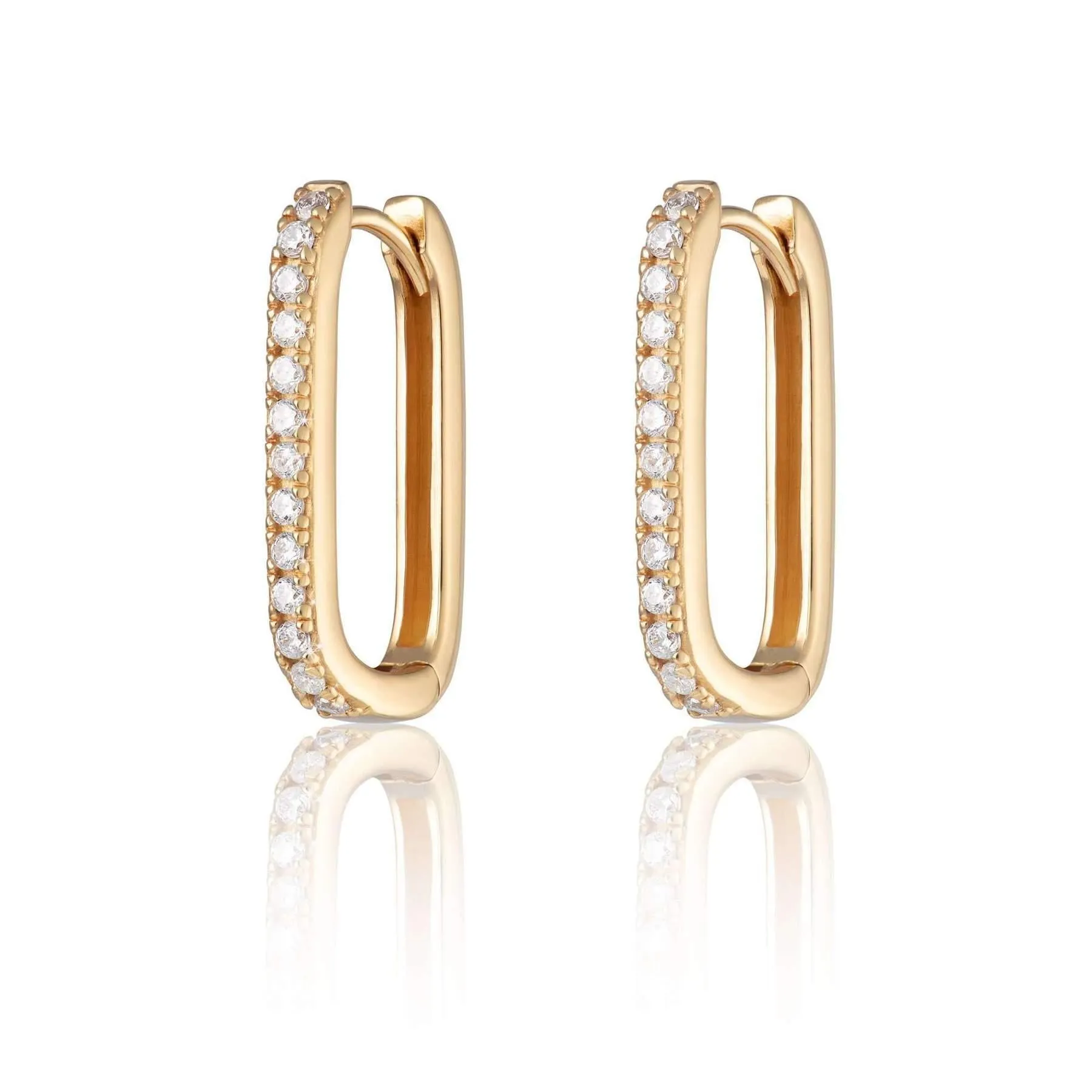 Scream Pretty Oval Hoop Earrings with Clear Stones