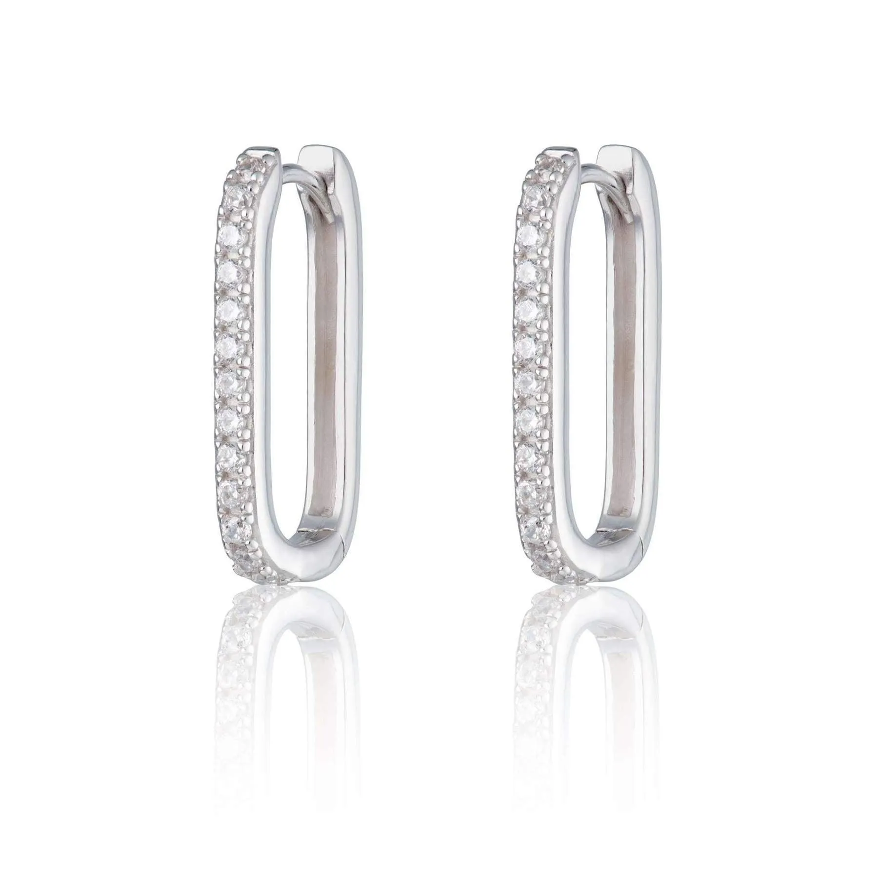 Scream Pretty Oval Hoop Earrings with Clear Stones