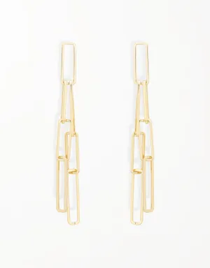 Sculptural Links Chain Drop Earrings - Contemporary Elegance