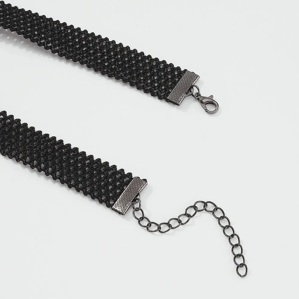 Sexy Black Women's Hanging Rhinestone Necklace/ Short Choker Necklace / Steampunk Style Jewelry