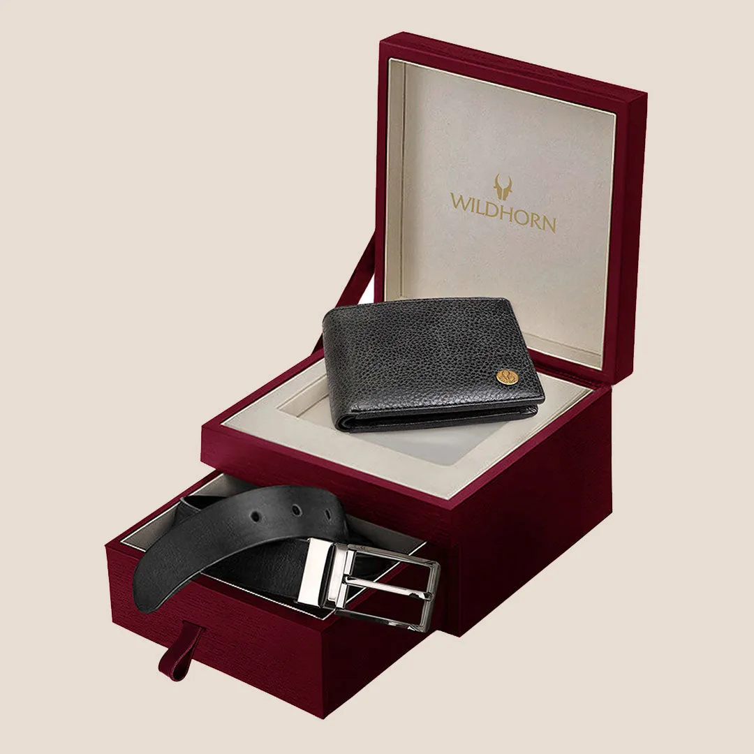 SEYMOUR Leather Wallet & Belt Gift Hamper for Men