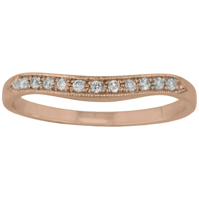 Shaped Diamond Wedding Ring in 18ct Rose Gold