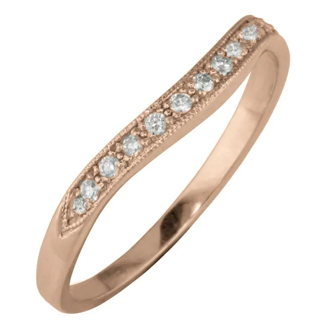 Shaped Diamond Wedding Ring in 18ct Rose Gold