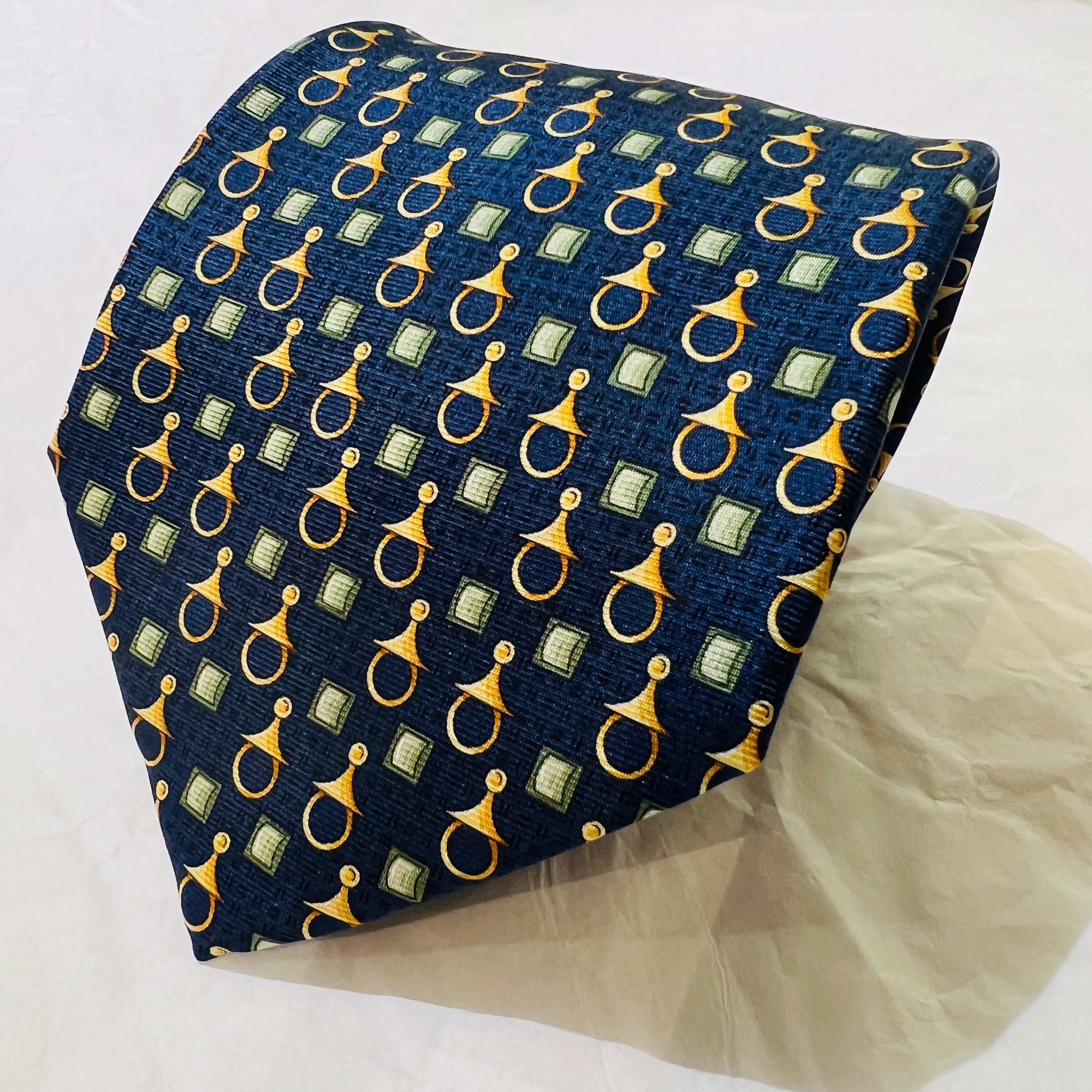 Silk Tie - Navy Ground/Rings