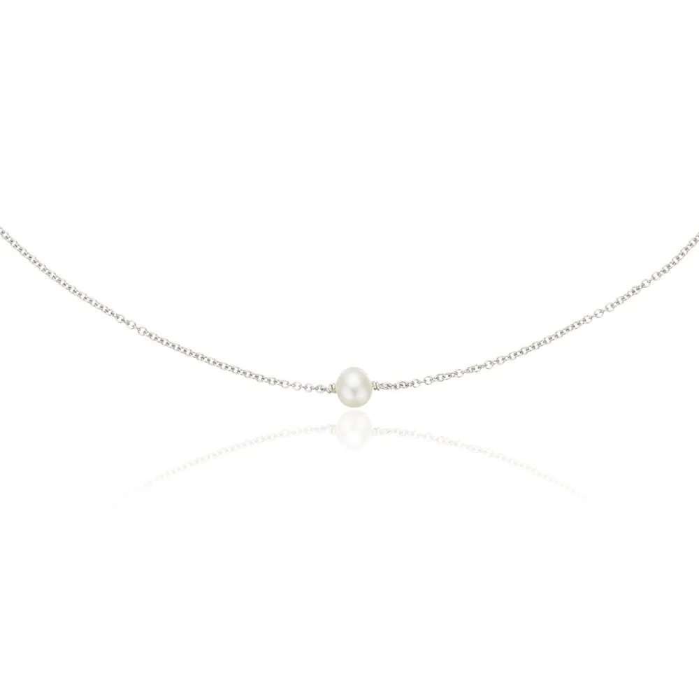 Silver Single Pearl Choker
