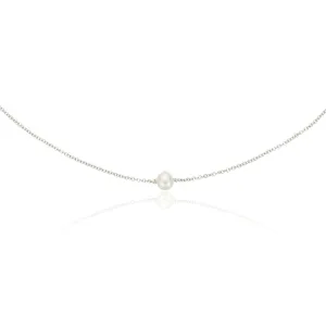 Silver Single Pearl Choker