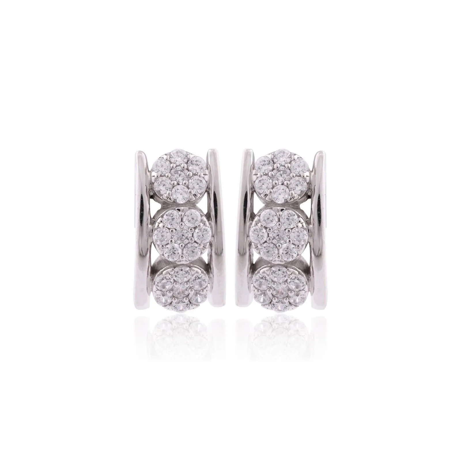 Silver Sparkling Shine Hoop Earrings
