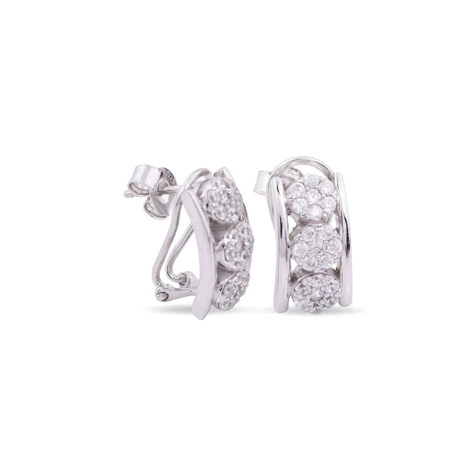 Silver Sparkling Shine Hoop Earrings