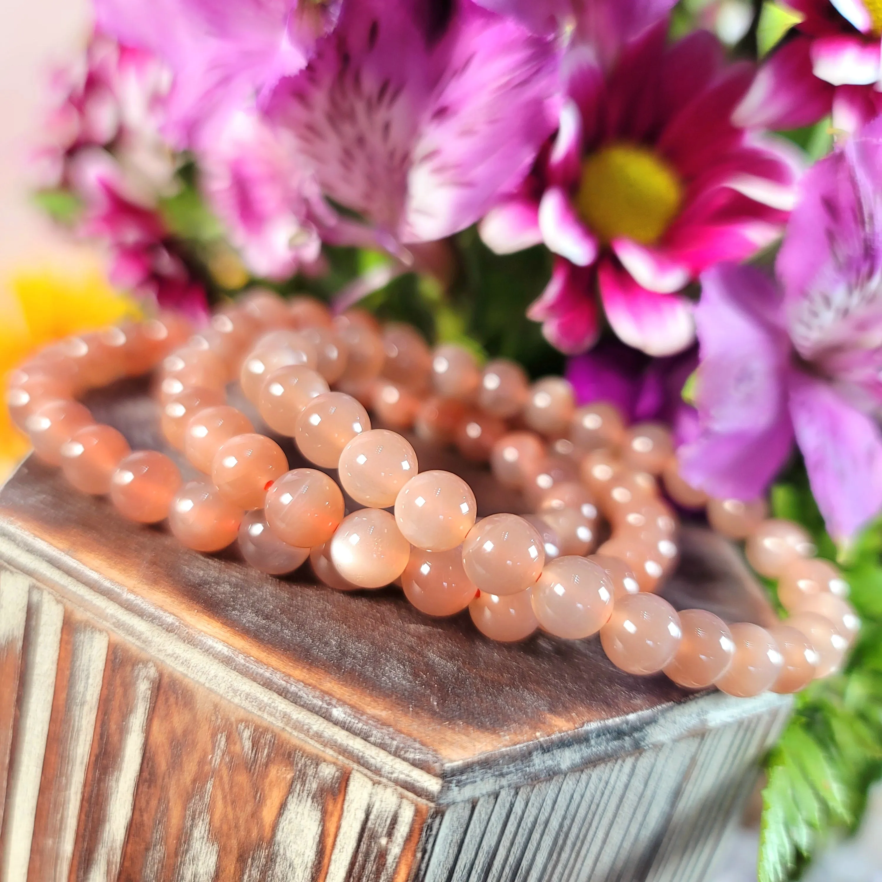 Smokey Peach Moonstone Bracelet for New Begginings, Artistic Expression, Creativity & Manifestation