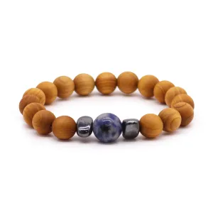 Sodalite Gemstone Cedarwood Bracelet - Throat Chakra