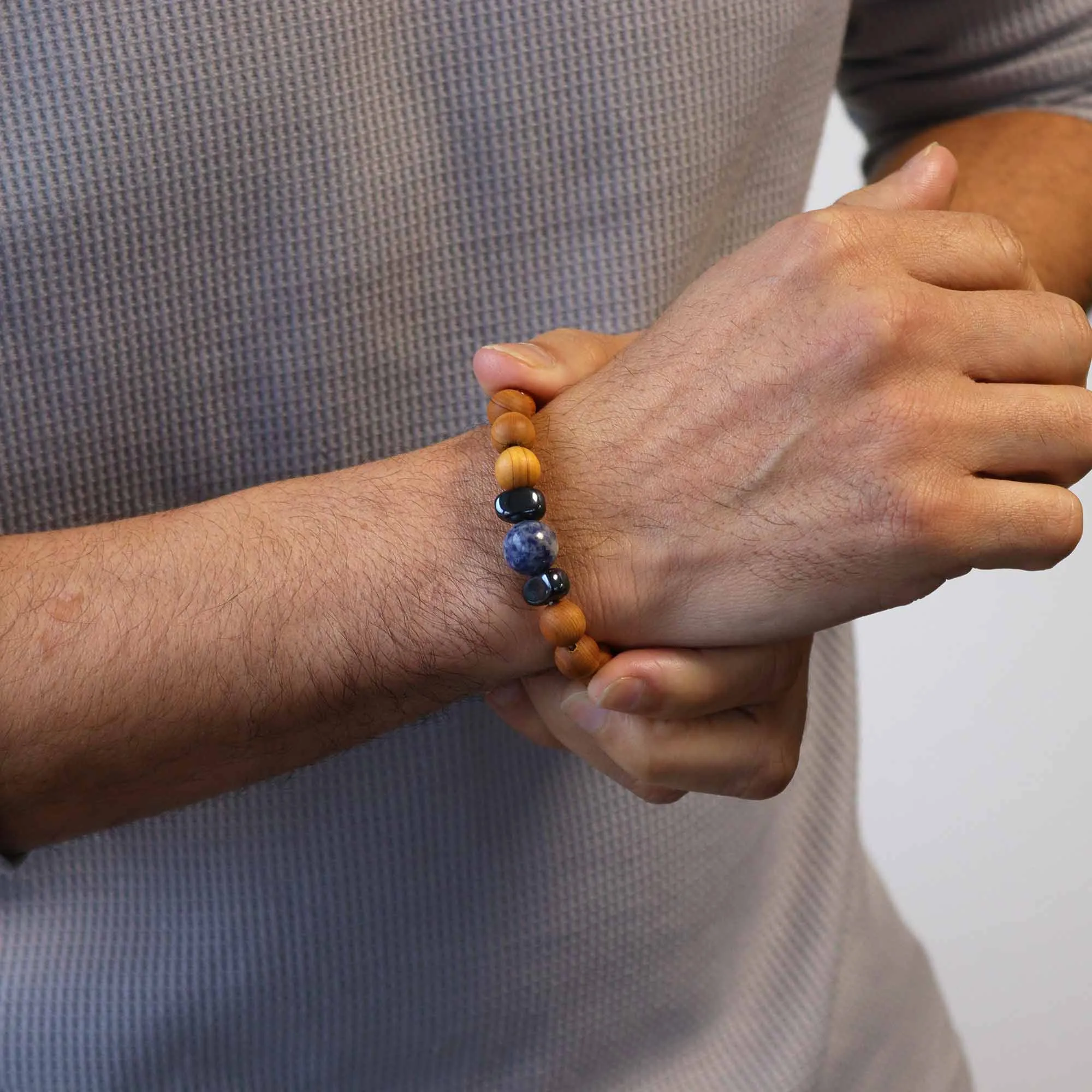 Sodalite Gemstone Cedarwood Bracelet - Throat Chakra