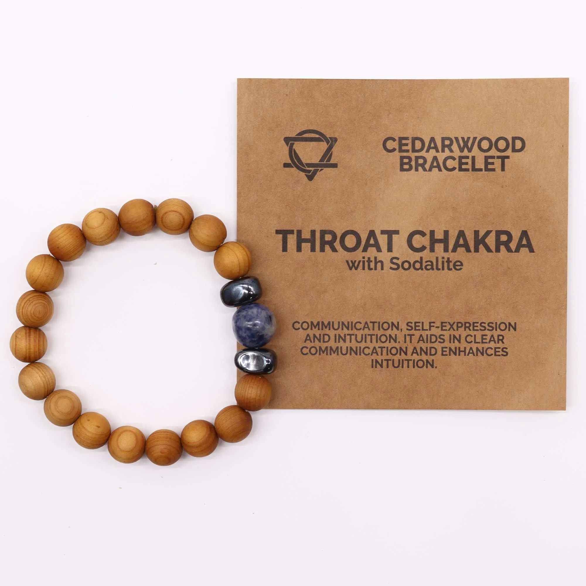 Sodalite Gemstone Cedarwood Bracelet - Throat Chakra