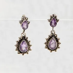 Sparkling Amethyst & Silver Earrings