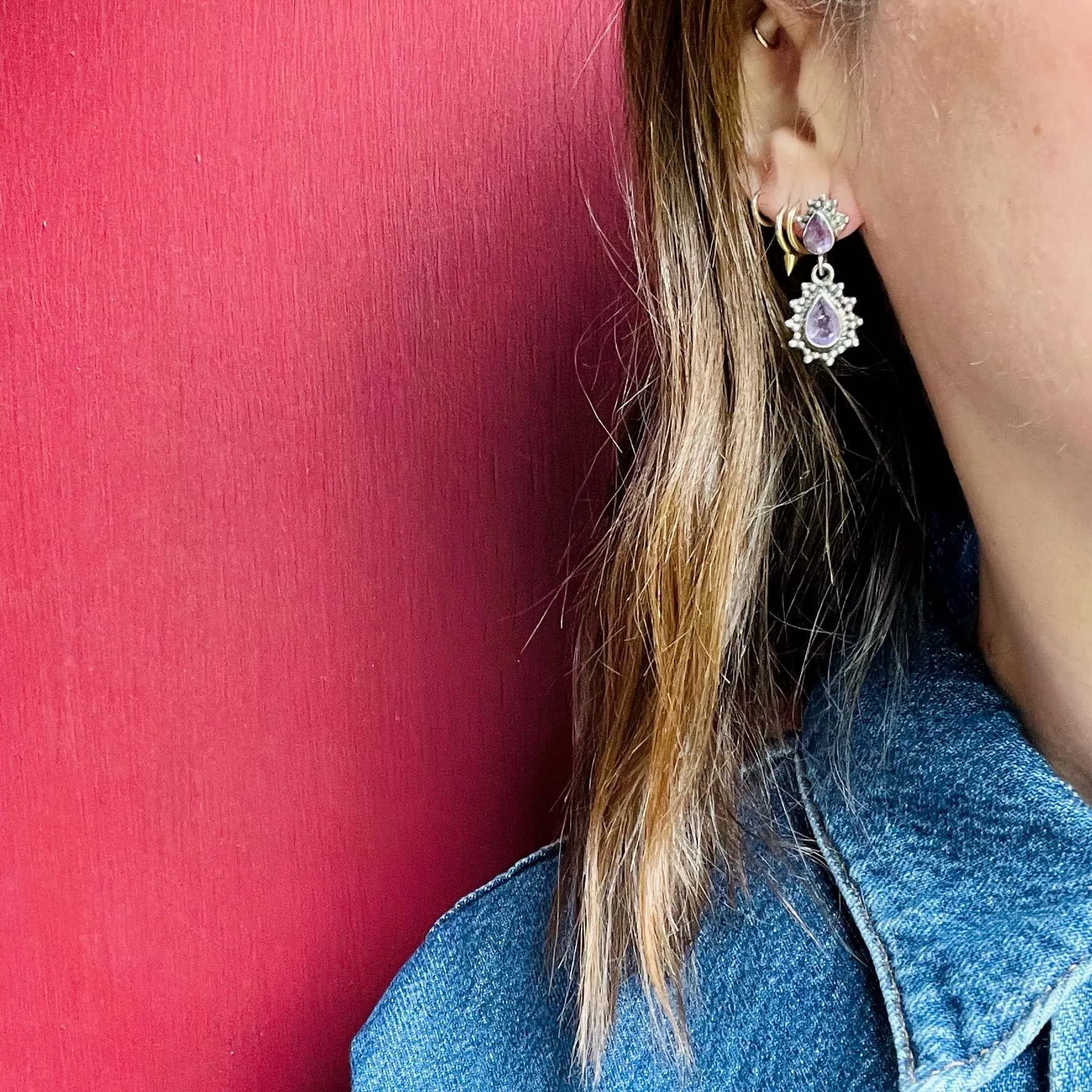 Sparkling Amethyst & Silver Earrings