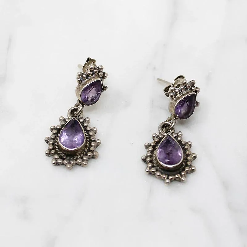 Sparkling Amethyst & Silver Earrings