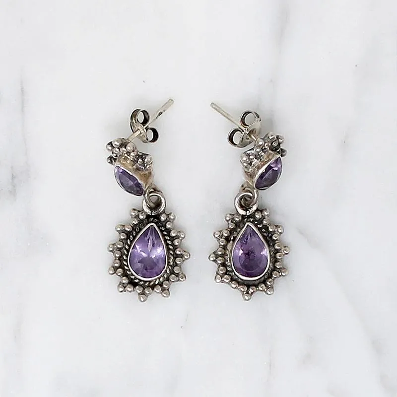 Sparkling Amethyst & Silver Earrings