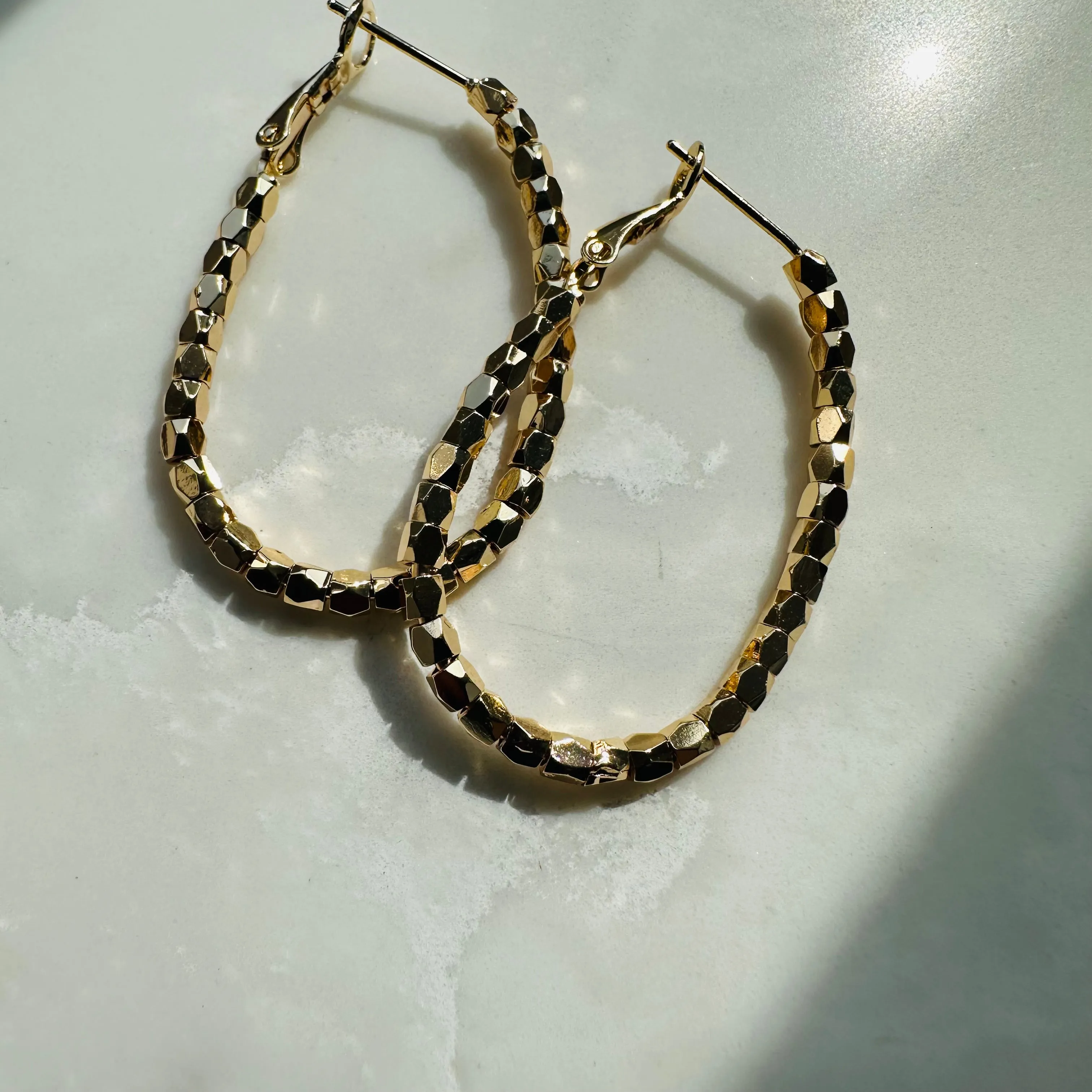 Sparkling Beaded Gold Hoops