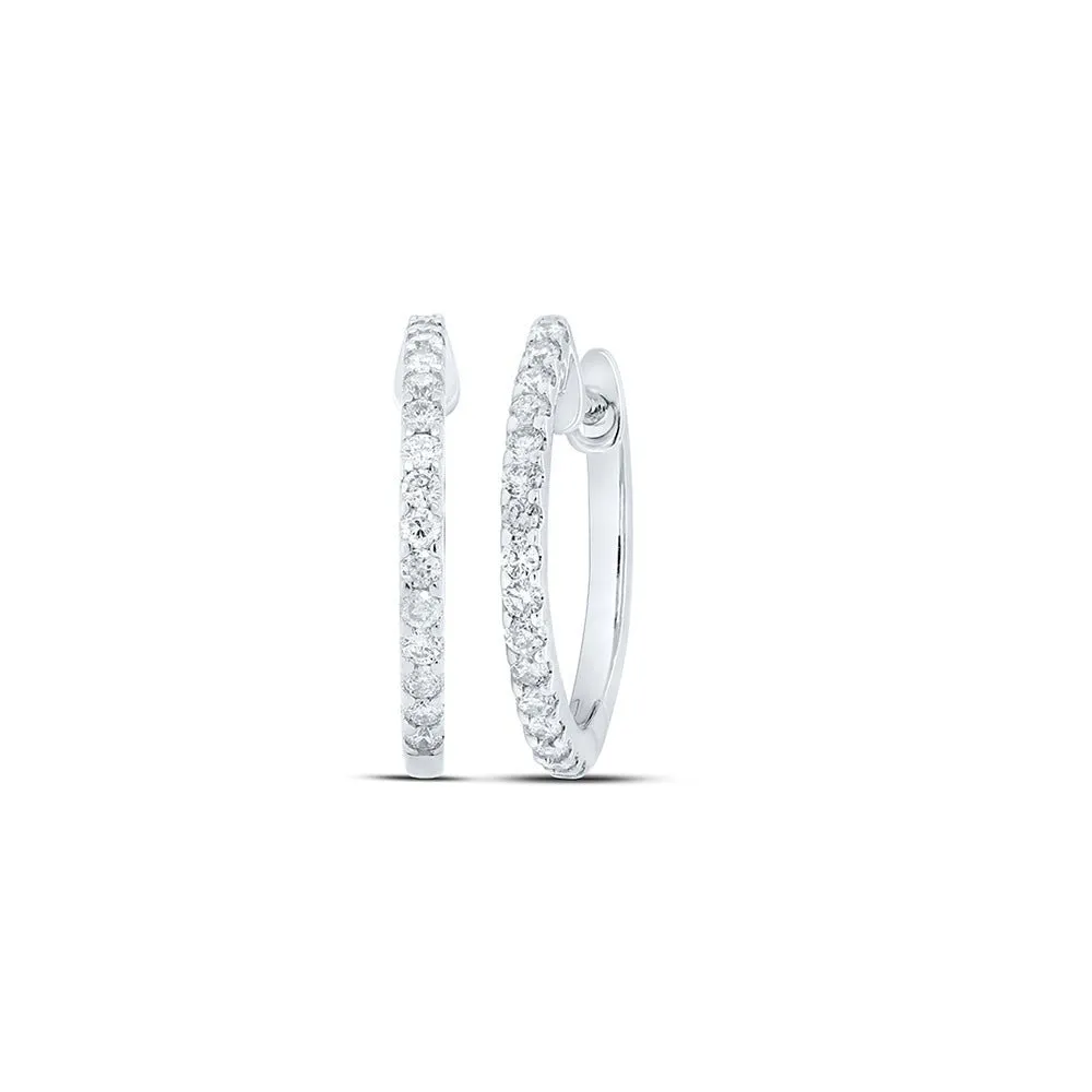 Sparkling Brilliance: 10kt White Gold Diamond Hoop Earrings