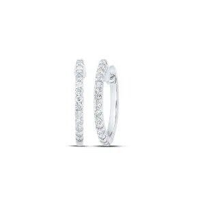 Sparkling Brilliance: 10kt White Gold Diamond Hoop Earrings