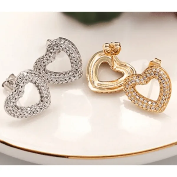 Sparkling CZ Heart Earring &  Necklace Set