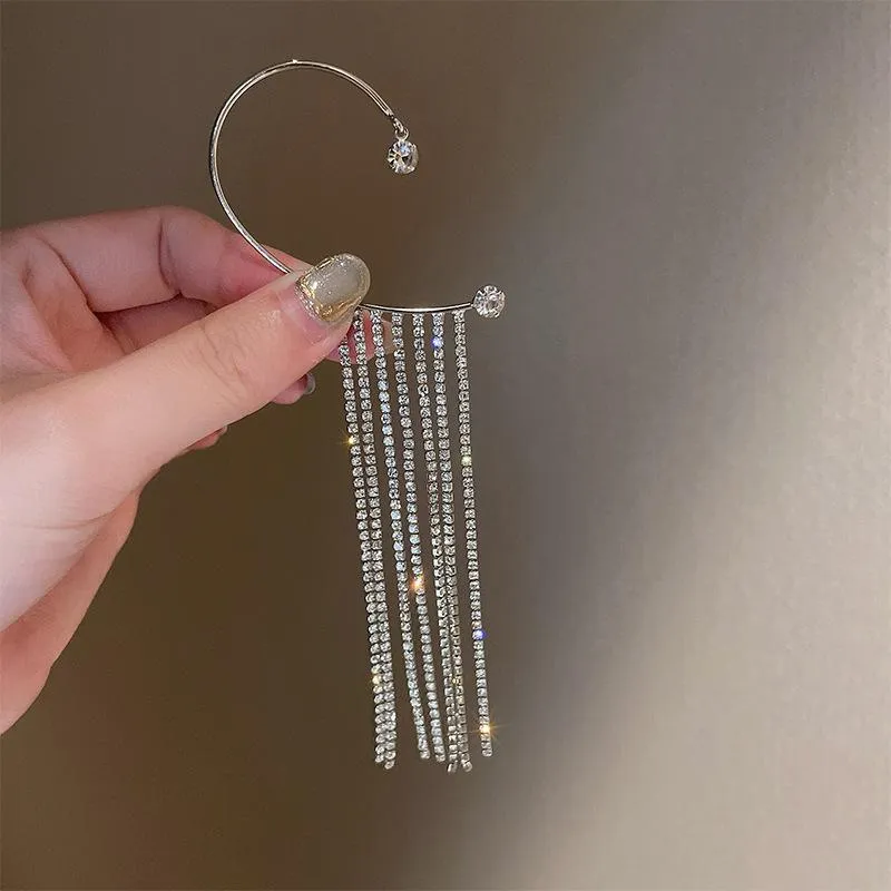 Sparkling Diamond Tassel Earrings