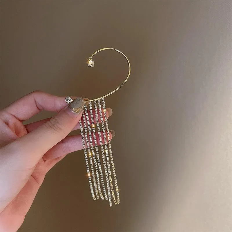 Sparkling Diamond Tassel Earrings