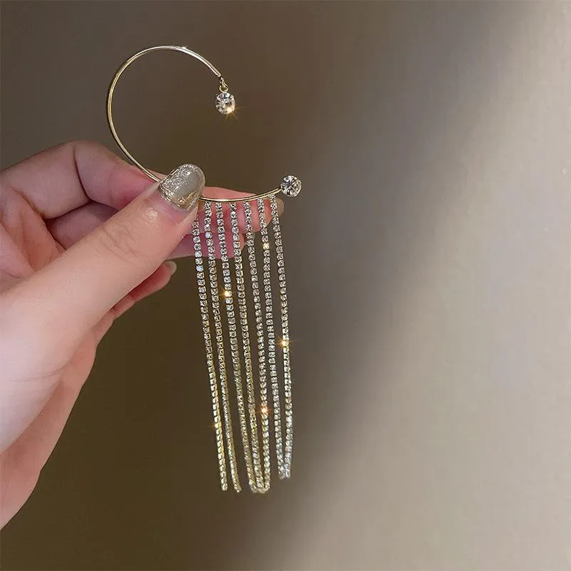 Sparkling Diamond Tassel Earrings