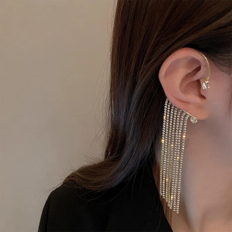 Sparkling Diamond Tassel Earrings