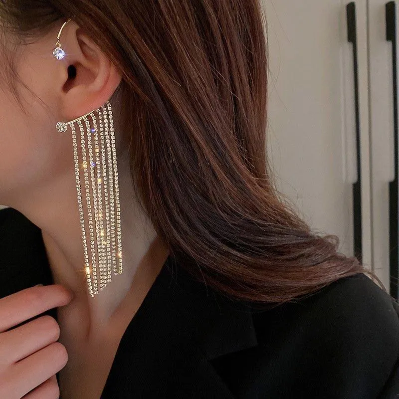 Sparkling Diamond Tassel Earrings