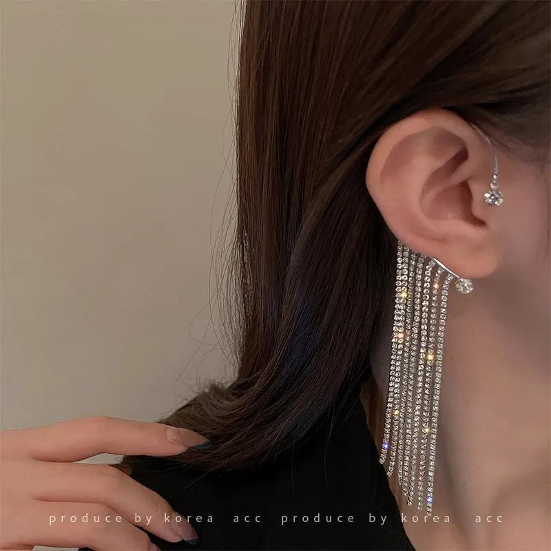 Sparkling Diamond Tassel Earrings