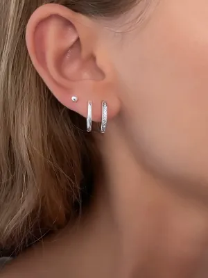 Sparkling Earring Set - Silver