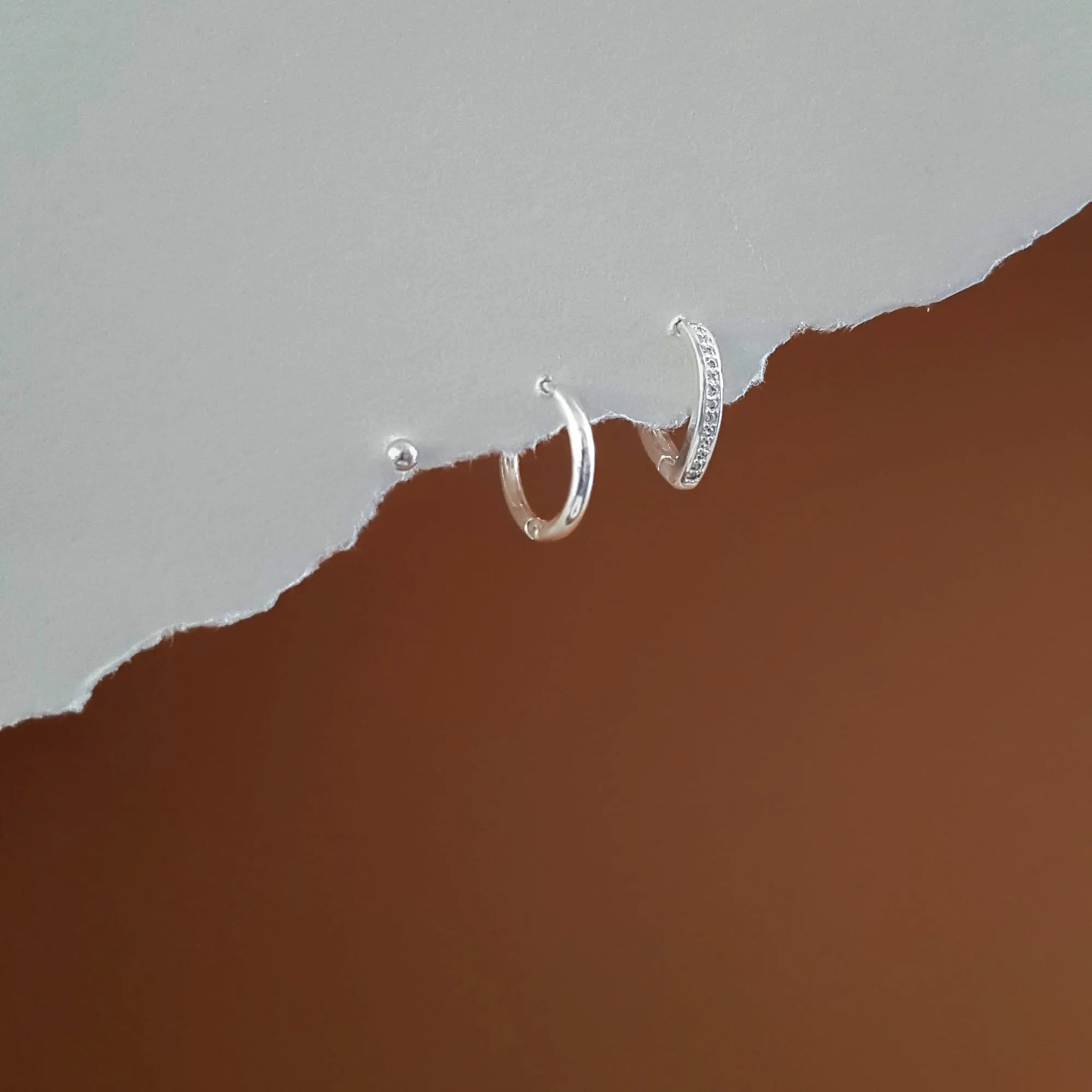 Sparkling Earring Set - Silver